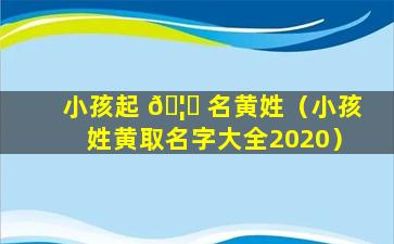 小孩起 🦍 名黄姓（小孩姓黄取名字大全2020）